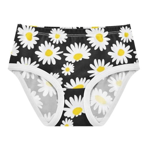 Toddler Underwear Floral 2t Cotton Cute Panties Girl Bright Briefs Underpants White Daisies Black