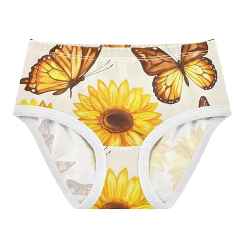 Sunflowers Butterflies Warm Yellow Panties for Girl Girls Underwear Toddler Cotton Colorful Briefs Girls Undies 2t