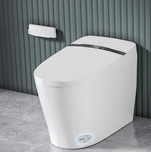 EchosLife Smart Toilet with Bidet Built In, One Piece Elongated Toilet with Tank, Pump-Assisted Flush, Heated Seat, Warm Water Wash & Air Dryer, Foot Sensor Flush, LED Display