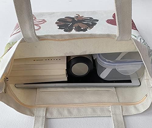 Women canvas Tote Bag for Women Shoulder Bag with zipper Work Beach Travel and Shopping Grocery Bag - Image 6