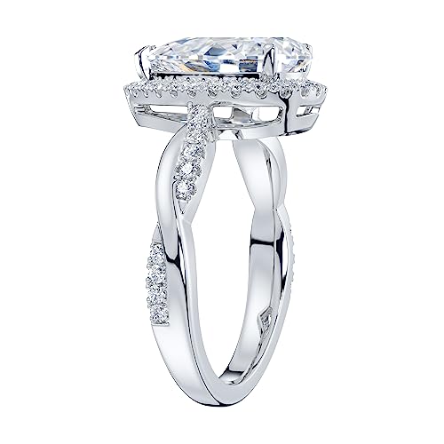 THELANDA Sterling Silver Petite Twisted Vine 3CT Teardrop Pear-Shaped Genuine Moissanite Halo Engagement Ring Promise Ring4