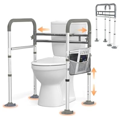 LEAGENT FSA Eligible Toilet Safety Rails for Seniors, Stable Toilet Safety Frame w/Larger Suction Leg, Adjustable Toilet Rails for Any Toilets, Tool Free Toilet Handles for Elderly/Handicap/Pregnant