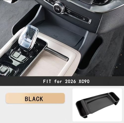 Image of Silicone Material Cup Holder Coaster for Volvo 2026 XC90 Center Console Gear Shift Protector, Automotive Accessories (2026 XC90 Wireless Charging Pad - Black)
