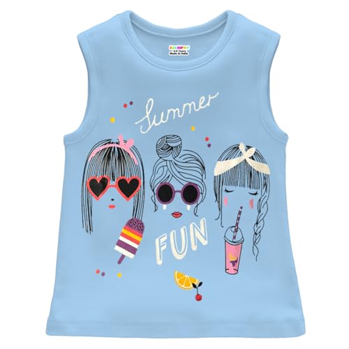 Image of Kuchipoo Girls Sleeveless Regular Fit Cotton T-Shirt