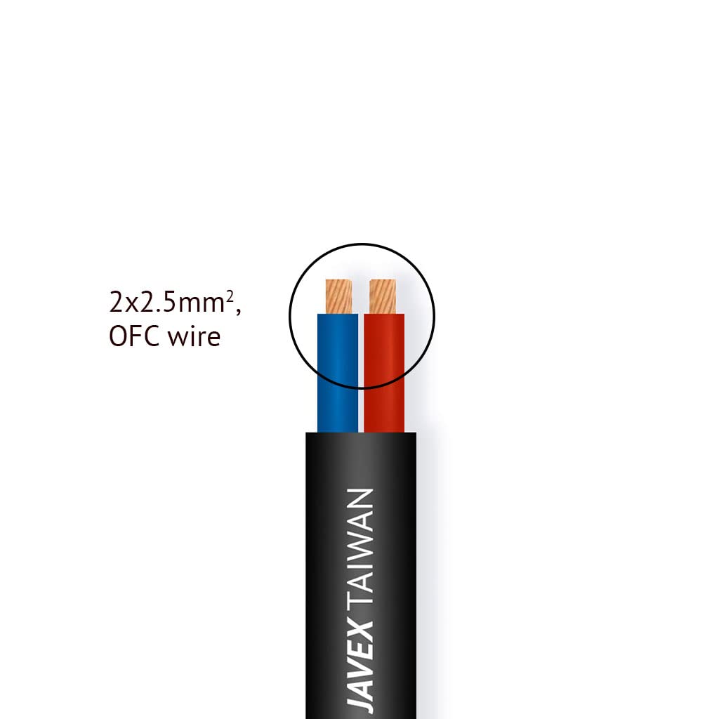 JAVEX Pro-Stage Speaker Wire [Oxygen-Free Copper 99.9%] Stranded Copper,2x2.5mm2, 50 * 0.254mm OFC Cable for Professional Stage/Concert/Studio/Musician Instrumental Set-up [328ft, Navy Blue]