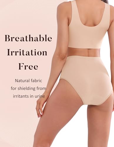 Image of AIRCUTE Washable Urinary Incontinence Protective Underwear for Women Leak Proof Absorbent Reusable Panties 60ML 1 Pack (Beige, 6X-Large)