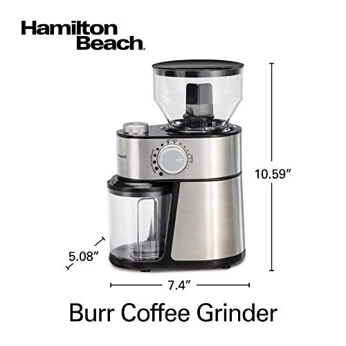 Hamilton Beach Electric Burr Coffee Grinder With Large 16Oz Hopper & 18 Settings For 2-14 Cups, Stainless Steel (80385) #TOP7