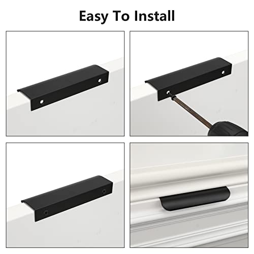 Image of Goldenwarm Black Cabinet Handles 3-3 /4 Inch 25 Pack, Finger Pulls for Cabinets, Edge Pull for Dresser Drawers, Aluminum Alloy, Modern Kitchen Hardware for Dresser Bathroom Closet and Cupboard