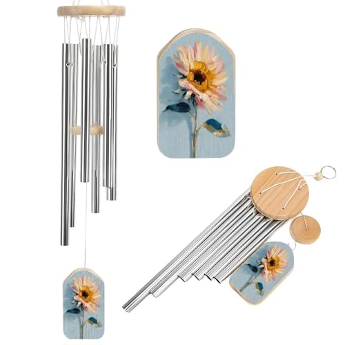 Windspiel mit Acrylgemälde eines Sonnenflusses, tiefes Klang-Windspiel mit 6 Aluminiumröhren, Outdoor-Hinterhof, Gartendekoration