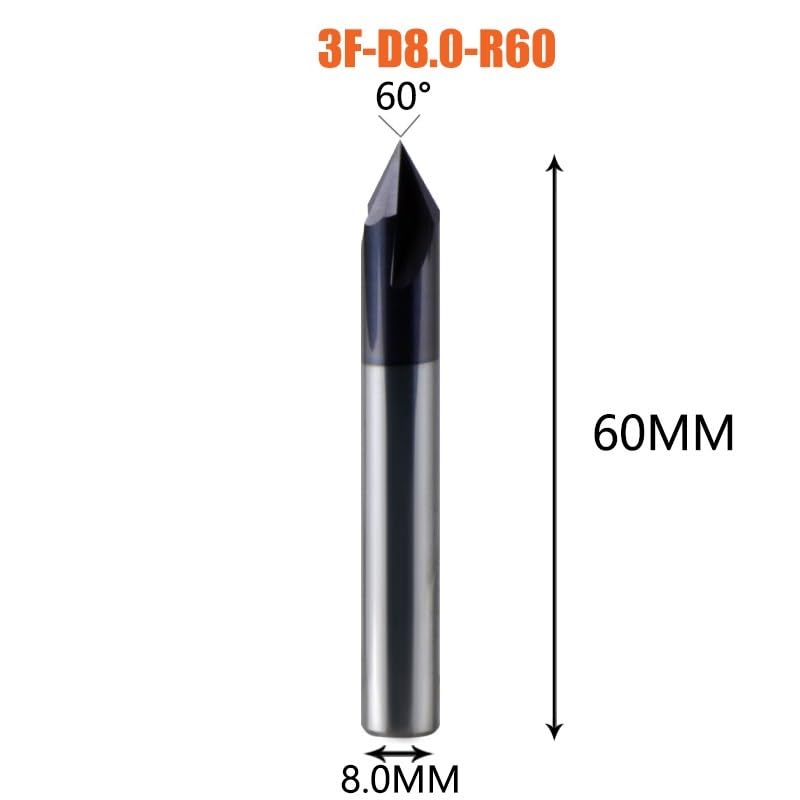 Fresa de chaflán CNC 60 grados en V con 3 flautas de carburo D8.0 3