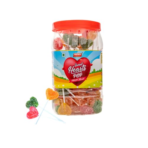 Image of MAYURSGELS Sweet Hearts Pop Jelly Lollipop Jar (100 Pcs x 7 Gms ) | Mixed Fruit flavours | For Everyday Enjoyment