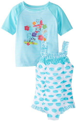 Ensemble de bain bleu bébé fille ABSORBA pour la sortie de l'eau