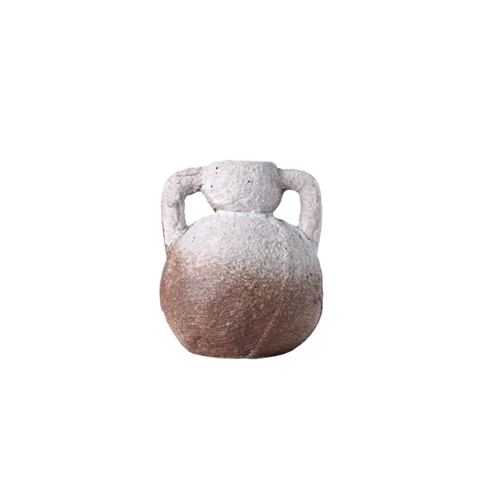 flower vase Colorblocked Round Ceramic Vase with Handle Simple Flower Arrangement Dried Decoration