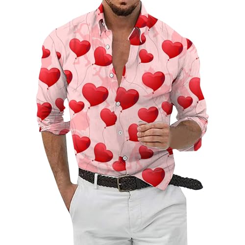T-shirt cœur 3D homme Saint-Valentin - Portez l'amour en rose manches longues