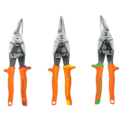 Image of Klein Tools 120AVSKIT Aviation Snip Set, Left, Right, Straight Cut, Metal Shears with Forged Steel Blade, 3-Piece