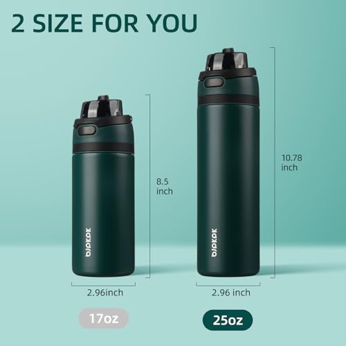 Image of BJPKPK 25oz Insulated Water Bottle with Straw Lid & Handle, Stainless Steel | Leak-Proof 2-in-1 Straw & Spout Lid, BPA-Free Vacuum Insulated Bottle Fits Cup Holders for Gym, Office, Travel & Outdoor