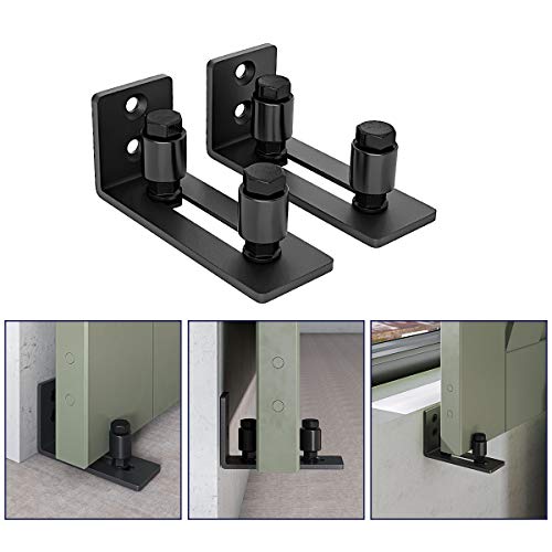Image of SMARTSTANDARD Sliding Barn Door Bottom Adjustable Floor Guide Roller, Black, Smoothly and Quietly, Easy to Install (2 Rollers) 2PCS