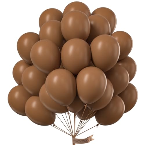 Image of PartyWoo Brown Balloons 101pcs 12 Inch Boho Neutral Coffee Tan Fall Latex Helium Balloons for Wedding Baby Shower Gender Reveal Graduation Safari Woodland Birthday Fall Party Decorations Brown-F09