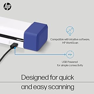 HP Small USB Document & Photo Scanner for Portable 1-Sided Sheetfed Digital Scanning, Model HPPS100, for Home, Office & Business, PC and Mac Compatible, HP WorkScan Software Included