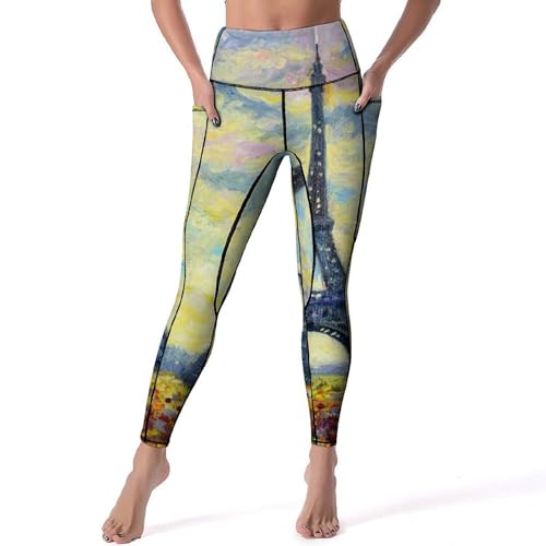 Legging de yoga femmes pantalon de sport élastique peinture à l'huile pour gym S