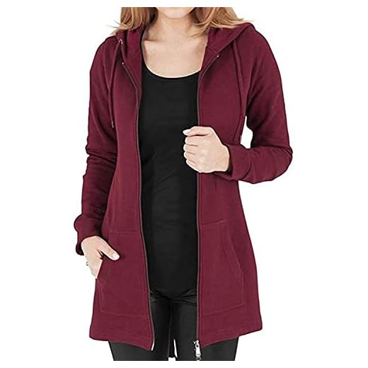 Vancavoo Sudadera con Capucha para Mujer Chaqueta Casual Jerseis Sudaderas de Otoño Ropa Deporte Cárdigan Chandal Invierno con Cremallera Camisa de Entrenamiento con Bolsillo Abrigos(Vino Rojo,S)