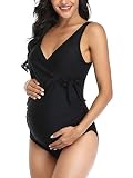 【AJUSTABLE】 Diseño de cordón ajustable a la izquierda, lados fruncidos para un ajuste perfecto durante el embarazo y favorece el crecimiento de su barriga.