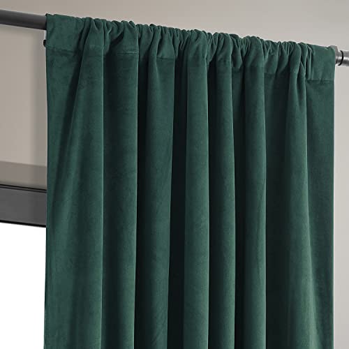 HPD Half Price Drapes Signature Velvet Thermal Blackout Curtains for Living Room 84 Inch Long (1 Panel) Rod Pocket Insulated Blackout Curtains for Bedroom Window Curtains, 50W x 84L, Blackforest Green