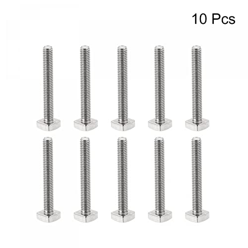 Image of uxcell Square Head Bolt, 10pcs M4x30mm Fully Thread 304 Stainless Steel Grade C Square Machine Screws