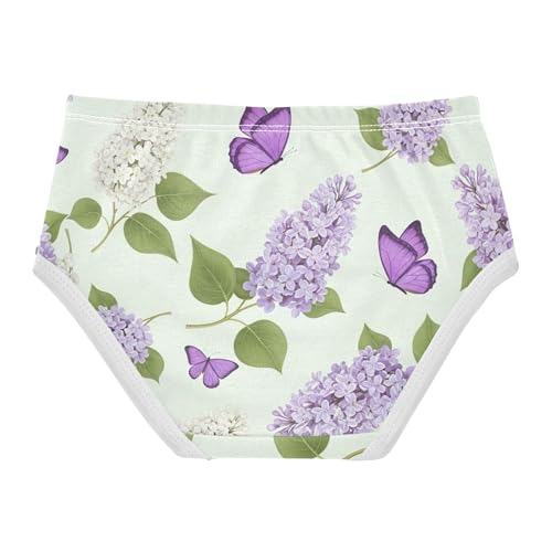 Lilac White Flowers Butterflies Little Girl Panties Toddler Underwear Floral Cotton Designer Briefs Girls Undies 2t2