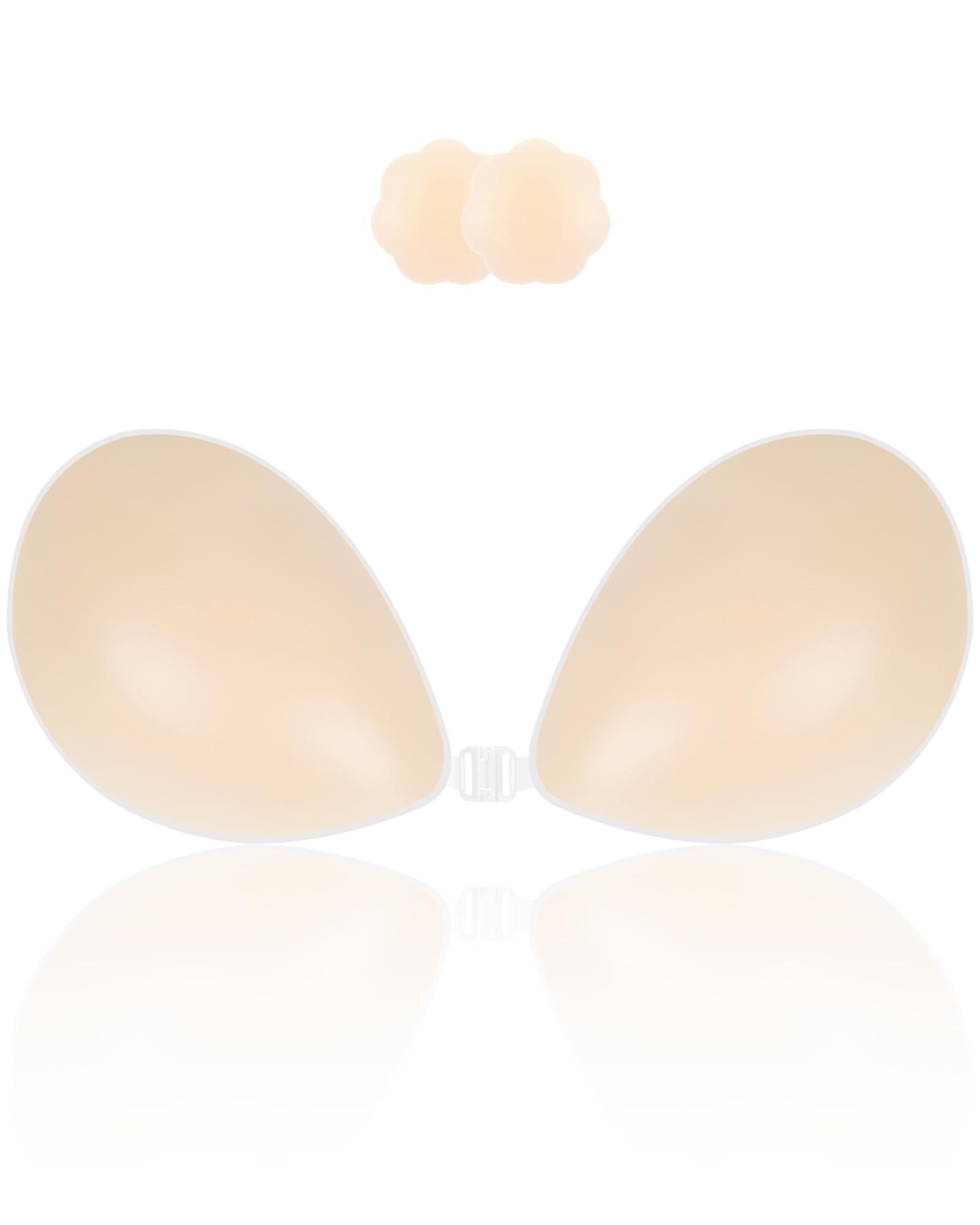 NiidorAdhesive Bra Strapless Sticky Invisible Push up Silicone Bra for Backless Dress with Nipple Covers