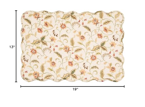 Image of Bailey Vintage Quilted 100% Cotton Set of 6 Placemats 13 inch x 19 inch