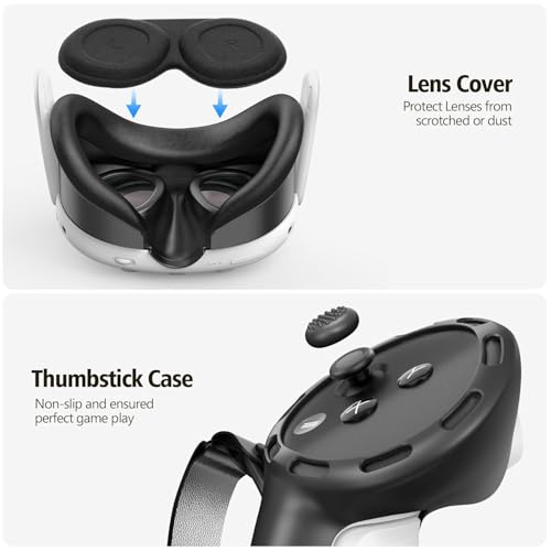 Image of New World 8-in-1 VR Accessories for Meta Quest 3, Silicone Protective Case Set Compatible with Meta /Oculus Quest 3, Controller Sleeve, Quest 3 VR Shell, Face Cover, Lens Cover,Grips