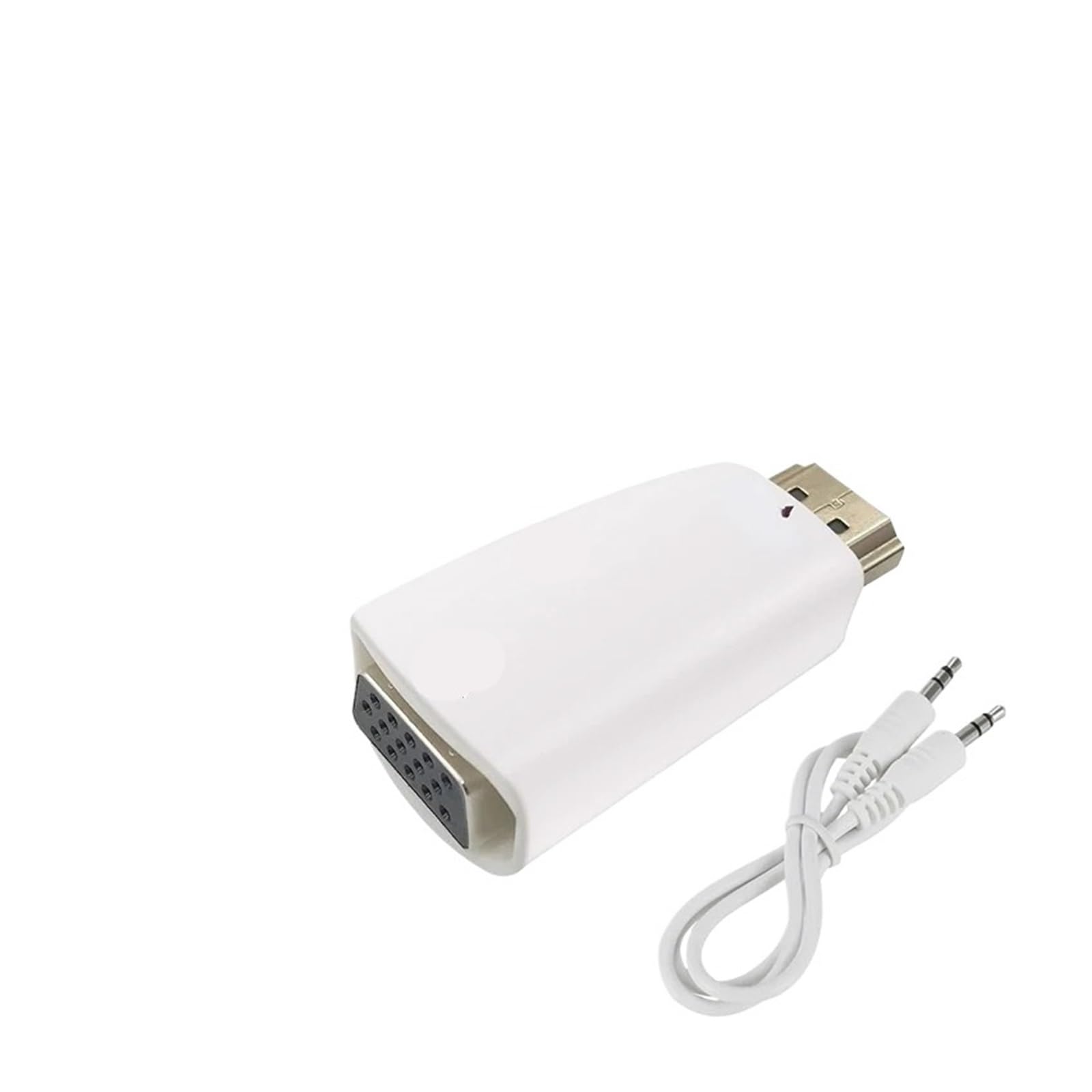 HDMI-Compatible to Adapter, Support 1080P Full HD, with 3.5mm Cable, .5 AUX Ja-ck, for HDTV, M>oni>tor, Projector, PC Computer(White with Cable)