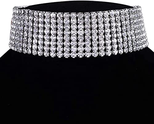 JewelryWe Schmuck 4 PCS Set Damen Halsband, Elegant Strass Choker Halsketten Farbig Transparent Harz Plastik Halsschmuck