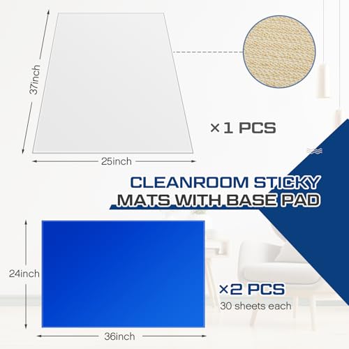 Image of Nuanchu Adhesive Mat Pad Include 1 Sticky Non Slip Base Pad 2 Tacky Dust Mats Construction of 30 (60 Sheets Total) for Clean Room Science Lab Matting Hospital(24x36 Inches,Blue,60 Sheets)