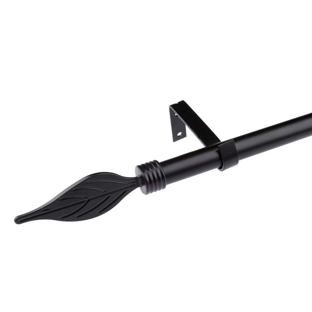LOLAhome Pack de Barra de Cortina Extensible de 160 a 300 cm, con 2 escuadras y 2 terminales de Metal Negro