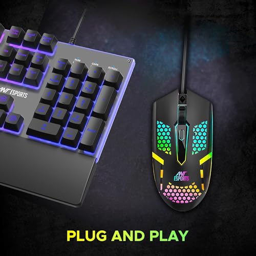 Image of Ant Esports GM1103 Wired Gaming Mouse, 800-3600 DPI Adjustable Optical Sensor, RGB Multicolor Backlight, 4 Buttons, Ergonomic,1.5m Cable, 3300 FPS, Lightweight USB Mouse for PC, Laptop, Mac & Windows