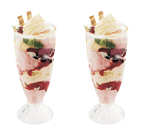 Royal Cuisine Knickerbocker Glory Lot de 2 tasses à dessert 360 ml Verres à dessert longs Verres à cocktail Bols à dessert Verres fontaine, Milkshake Soda