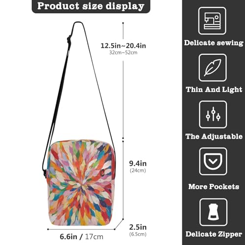 messenger bag crossbody Crossbody Bags For Women women's crossbody handbags Adjustable Strap for Shopping Shopping- Radiant Explosion Of Color Artwork3