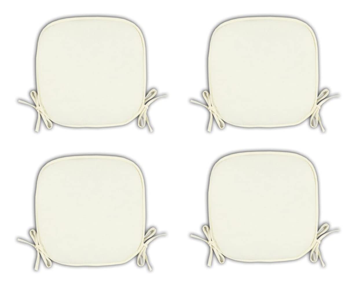 Dazzle Collection Chair Seat Pads for Home Dining Room Kitchen Office Garden Patio Chairpads Extra Soft Cushion with Tie 38x38cm (Cream, 4)