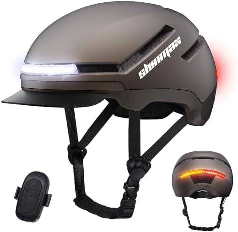 Shinmax Fahrradhelm Damen Herren mit Licht & Blinker, NTA Zertifiziert | bis 45 km/h, Fahrrad Helm Erwachsene mit USB Aufladbarem Rücklicht, Visier, Radhelm Unisex für E-Bike, S-Pe