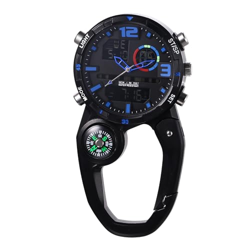 JewelryWe Montre Mousqueton Analogique Homme: Montre Porte Clé à Quatz avec Aiguilles Luminescent et Lumière 1ATM Etanche Montre infirmière Porte Clef pour...