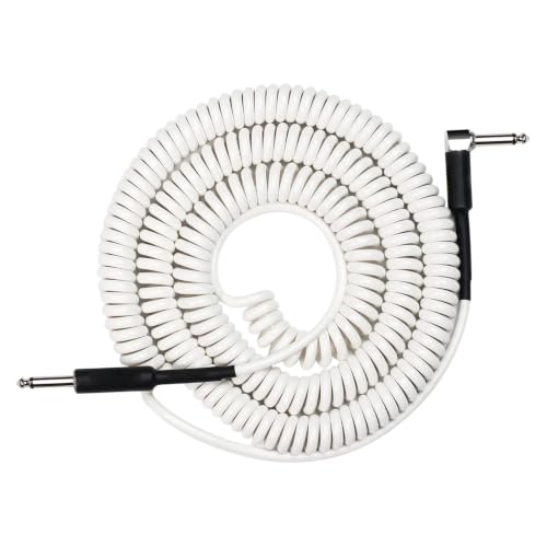 Cable de guitarra enrollado en espiral con conector de ángulo recto a recto para bajo y guitarra