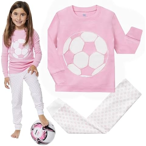 Girls Pajamas Pink Soccer 2 Piece 100% Super Soft Cotton (12m-8y),6 Years,Pink Cover