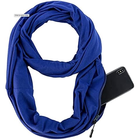 World of Scarfs Hidden Zipper Secret Pocket Scarf Snood Wrap (Blue) Cover