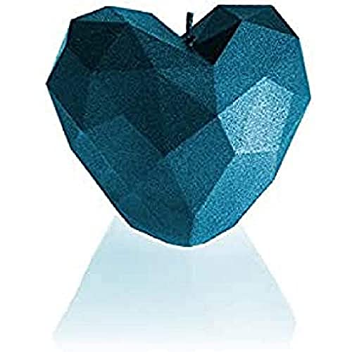 Candellana Candles Heart Poly Candela, Paraffina, Blue Metallic