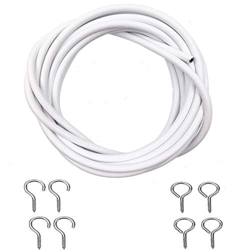 IPEAK Cable de alambre para cortina con ganchos y ojos, color blanco (3 metros) Cover