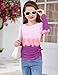 Arshiner Tie Dye Shirts for Girls Ruched Knot Side Girls Long Sleeve Tops Casual Tie Dye Shirts for Kids 9-10 Years