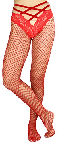 Image of ToBeInStyle Women's Fence Net Lace Boyshort Fishnet Pantyhose