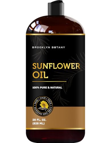 Brooklyn Botany Sunflower Oil For Skin, Hair And Face – 100% Pure And Natural Body Oil And Hair Oil - Carrier Oil For Essential Oils, Aromatherapy And Massage Oil cover